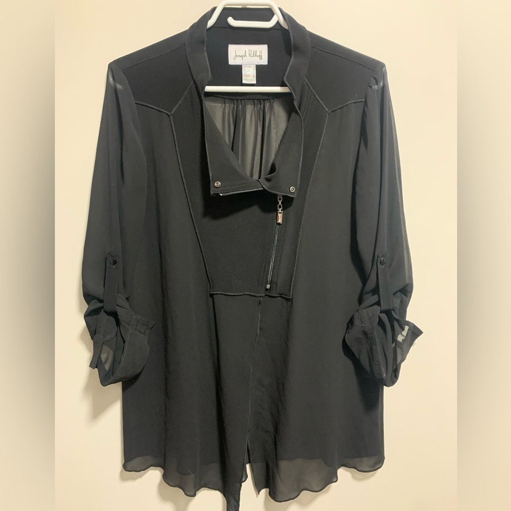 JOSEPH RIBKOFF Sheer Black Blouse
